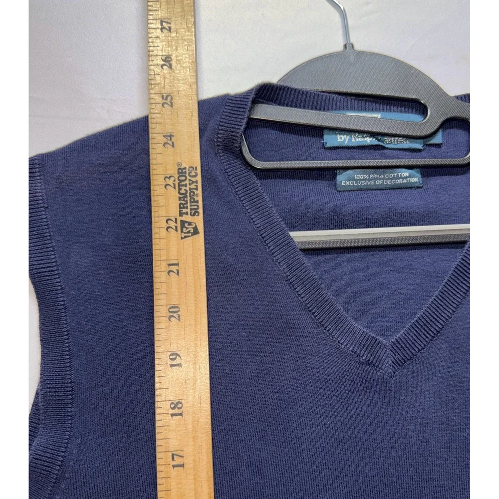 Polo Ralph Lauren Sweater Vest Mens Large Blue Pima Cotton V-Neck Preppy